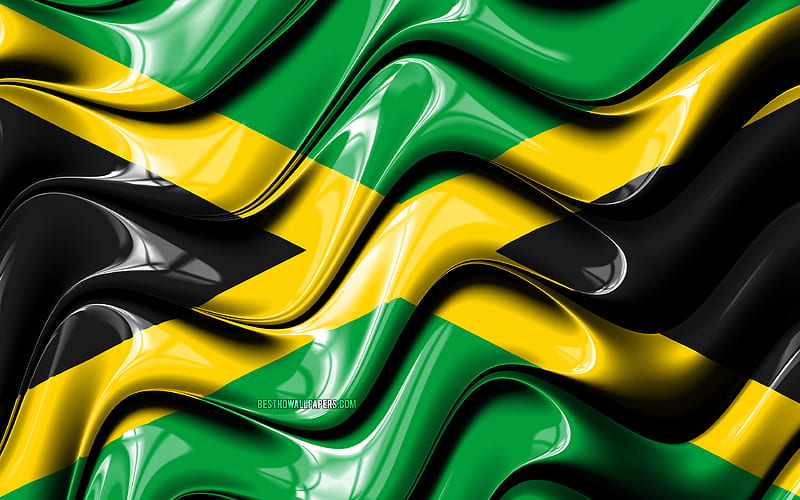 Jamaican flag North America, national symbols, Flag of Jamaica, 3D art, Jamaica, North American countries, Jamaica 3D flag, HD wallpaper