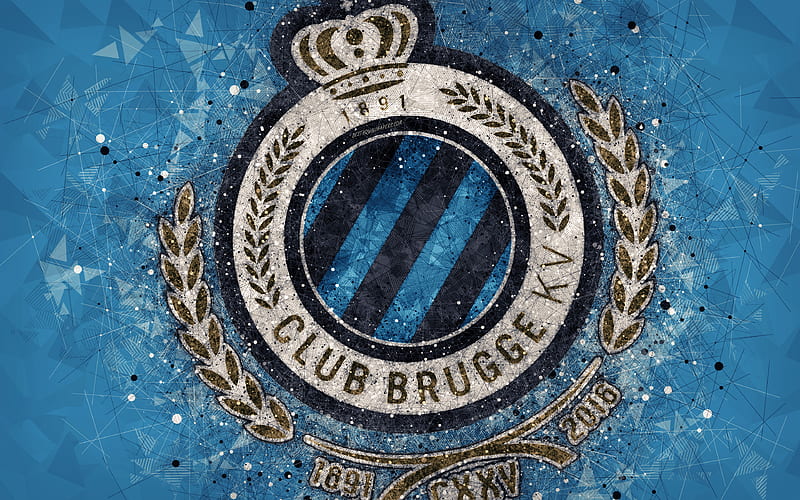 Club Brugge KV geometric art, logo, Belgian football club, blue abstract background, Jupiler Pro League, Bruges, Belgium, football, Belgian First Division A, creative art, HD wallpaper