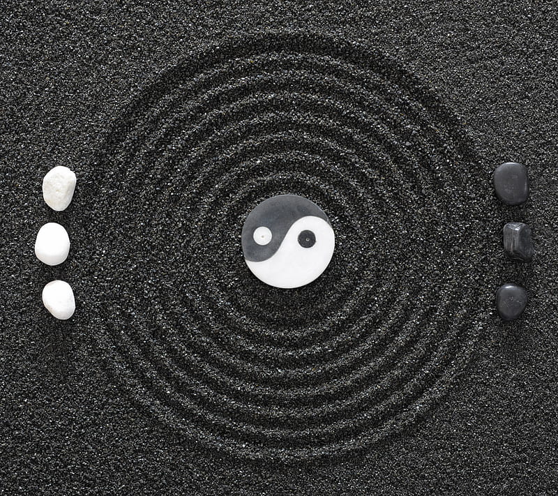 Zen, background, stones black white, yin yang, zen concept, HD wallpaper