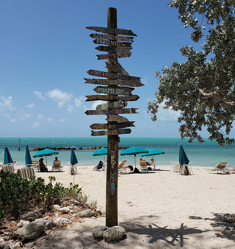 Key West Sign, beach, beautiful nature, florida, key west, HD phone wallpaper