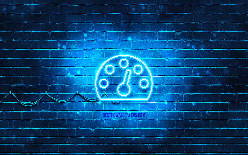 Dashboard neon icon blue background, neon symbols, Dashboard, neon icons, Dashboard sign, computer signs, Dashboard icon, computer icons, HD wallpaper