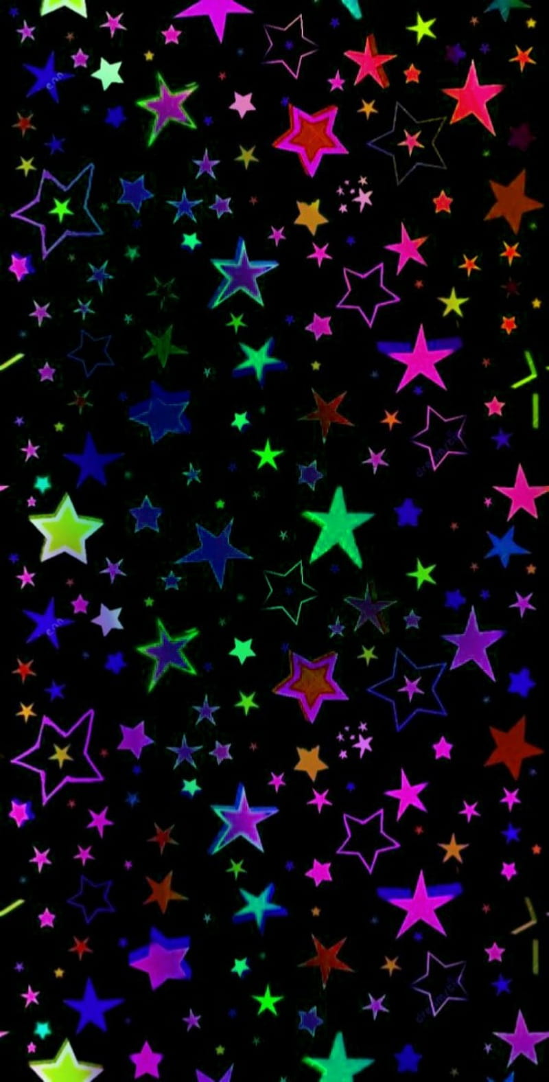 Neon Stars, black, colorful, neon, stars, HD phone wallpaper