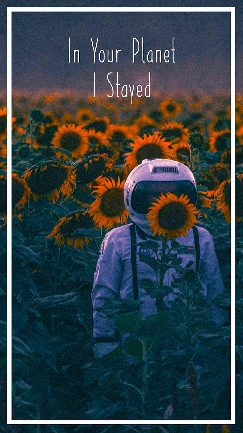 In Your Planet, astronaut, flowers, red, space, suit, sunflowers, HD phone wallpaper