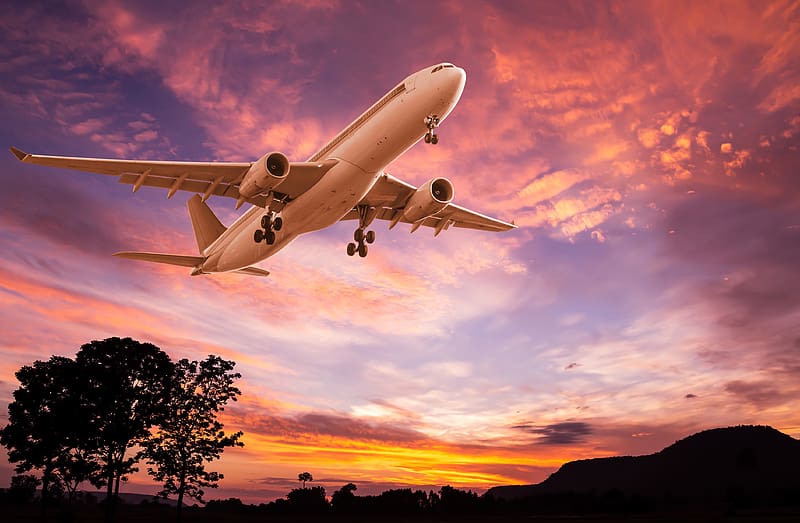 Sunset, Sky, Aircraft, Passenger Plane, Vehicles, HD wallpaper