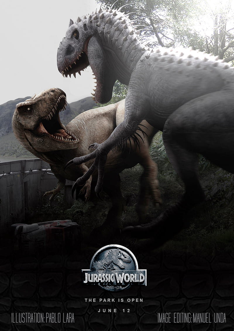 Jurassic world, indomius, trex, HD phone wallpaper