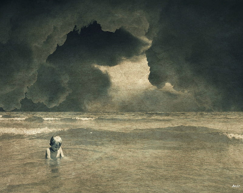 Soledad, Sea, Angelo Vitiello, Clouds, Child, HD wallpaper