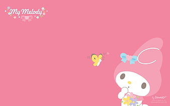 My Melody, Sanrio, Pink, Anime, Cartoon, Bunny, Hello Kitty, HD wallpaper