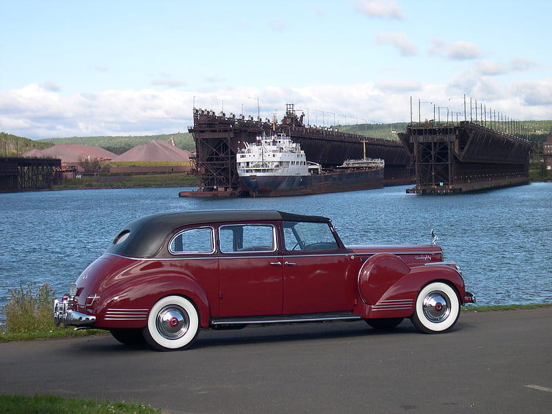 Packard Town Car, 42, ocean, 1942, town, packard, wheels, sea, boar, antique, ship, car, classic, HD wallpaper