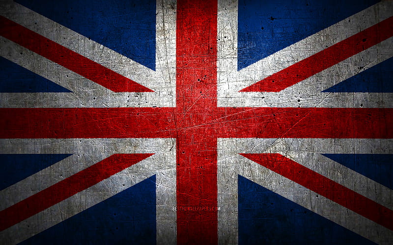 United Kingdom metal flag, grunge art, European countries, Union Jack, Day of United Kingdom, national symbols, British flag, UK flag, Flag of United Kingdom, Europe, United Kingdom flag, United Kingdom, HD wallpaper