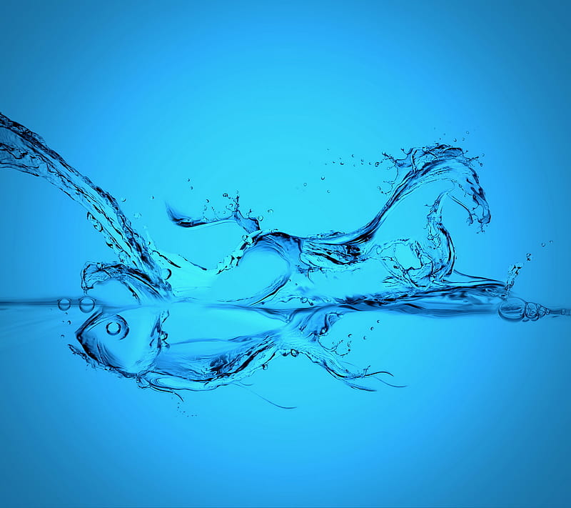 Aqua Figures, blue, drops, figure, fish, horse, splash, water, HD wallpaper