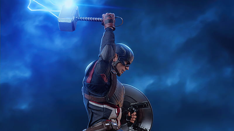 Captain America With Lightning Hammer , captain-america, superheroes, artist, artwork, digital-art, HD wallpaper