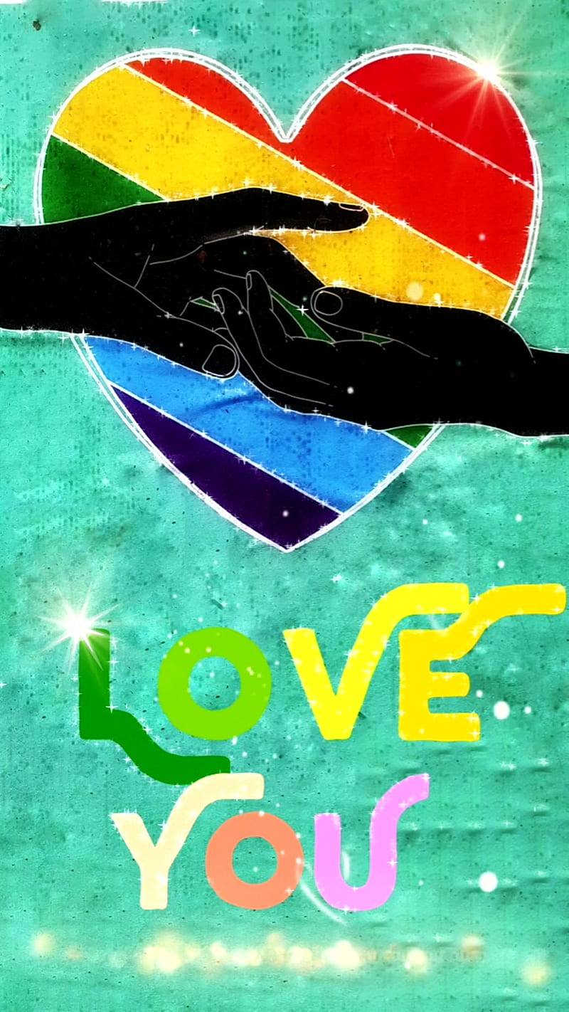 Love You, art, hands, heart, rainbow, word, wordart, HD phone wallpaper