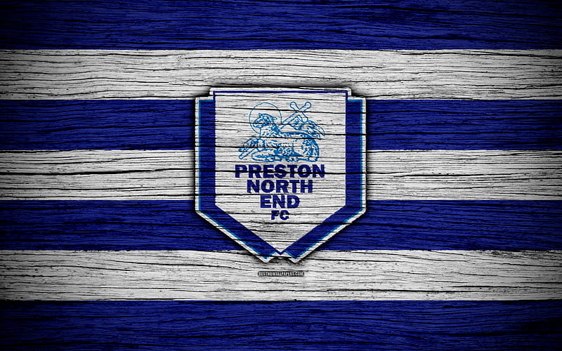 Preston North End FC EFL Championship, soccer, football club, England, Preston North End, logo, wooden texture, FC Preston North End, HD wallpaper