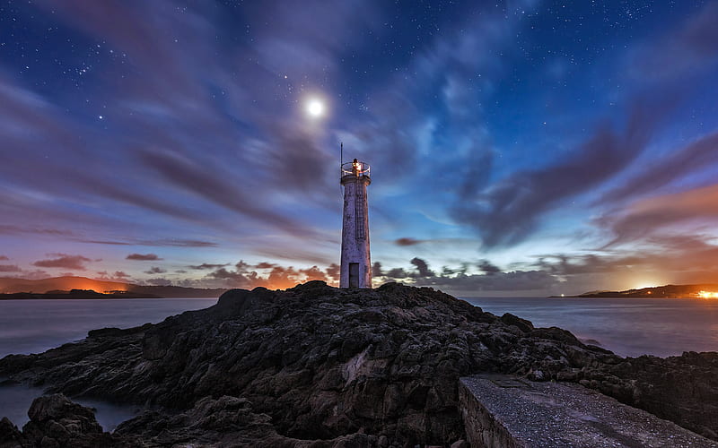 Spain Galicia Coast Beach Lighthouse 2022 Bing, HD wallpaper