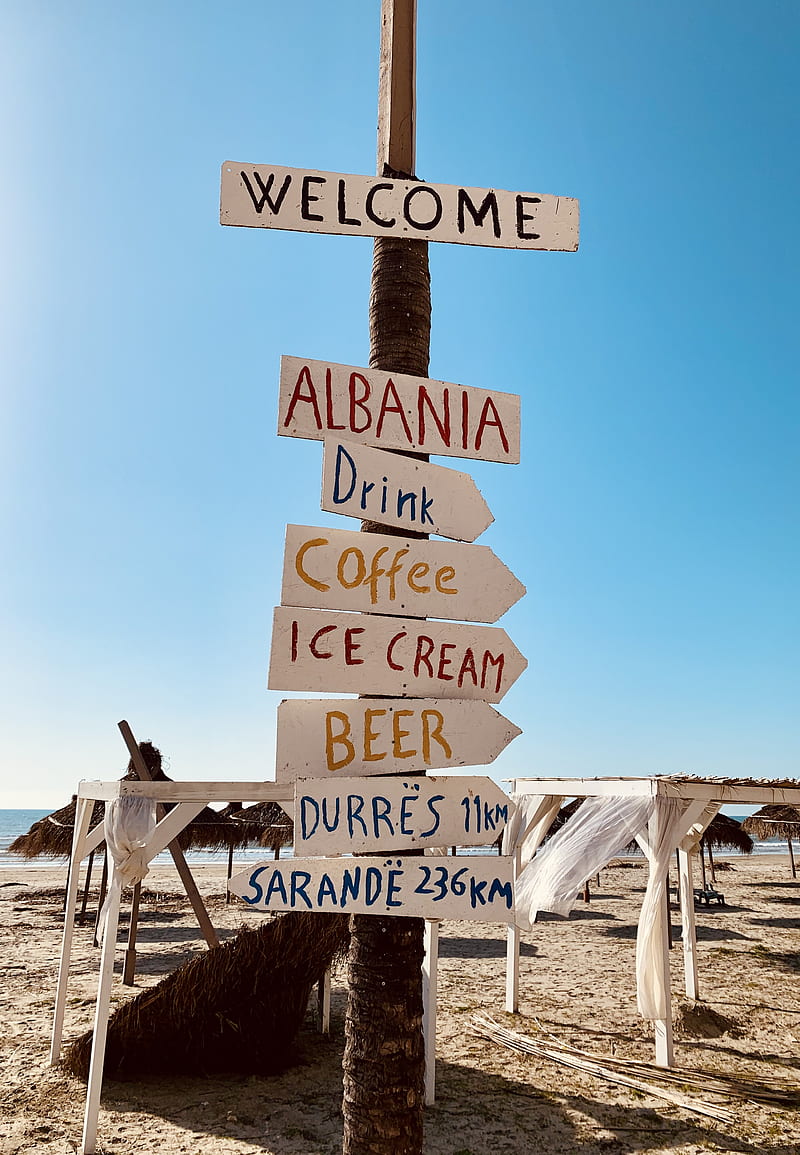 brown wooden welcome to the beach signage, HD phone wallpaper