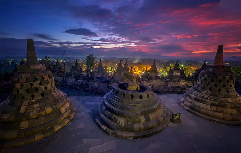 Indonesia, Borobudur, stupa, Buddhist temple for , section пейзажи, HD wallpaper
