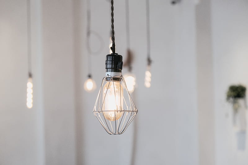 bulbs, light, metallic, interior, HD wallpaper