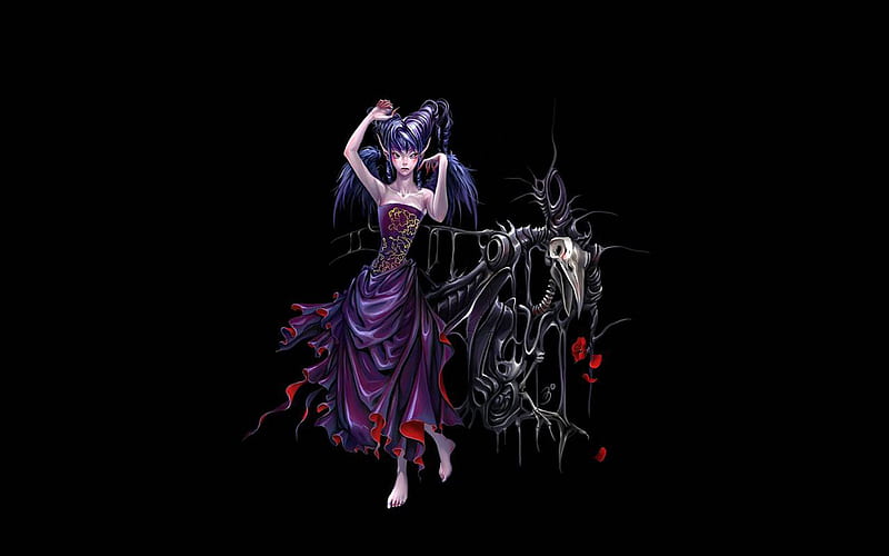 Gothic Fairy, goth, skelton, fairy, dark, HD wallpaper