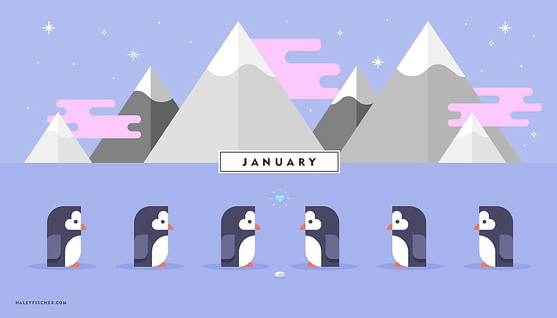 January, bird, penguin, white, blue, iarna, winter, haley fischer, mountain, ice, HD wallpaper