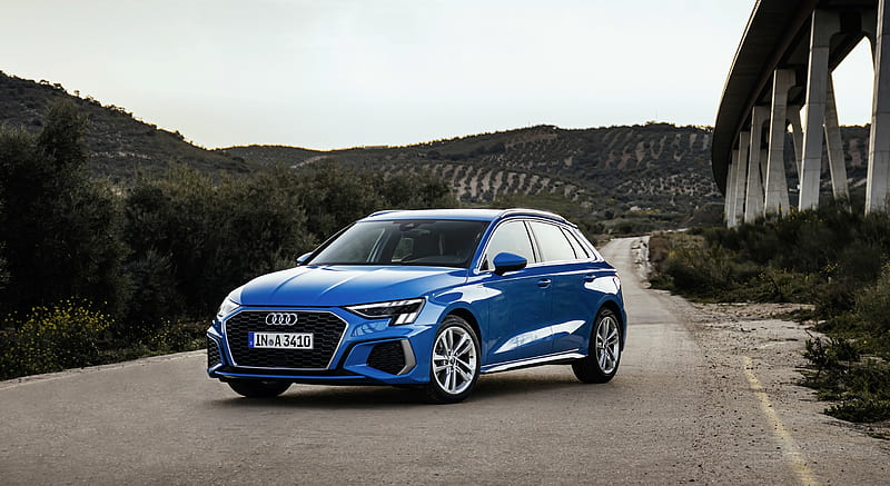 2021 Audi A3 Sportback (Color: Atoll Blue) - Front Three-Quarter, car ...