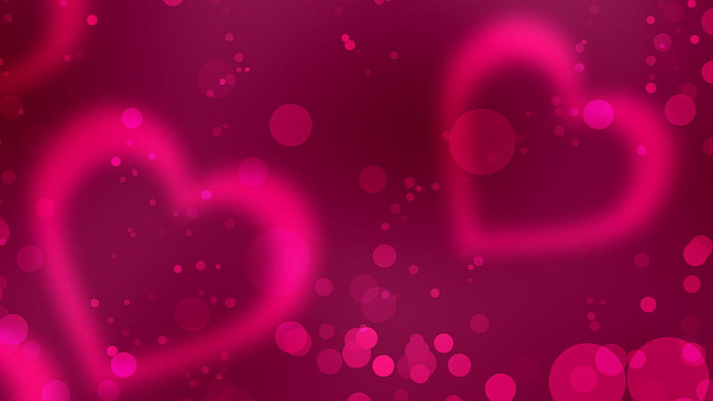 Pink Hearts In Bokeh Background Valentines, HD wallpaper