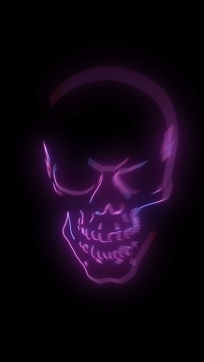 Neon Skull V2 w, colourful, light, HD phone wallpaper