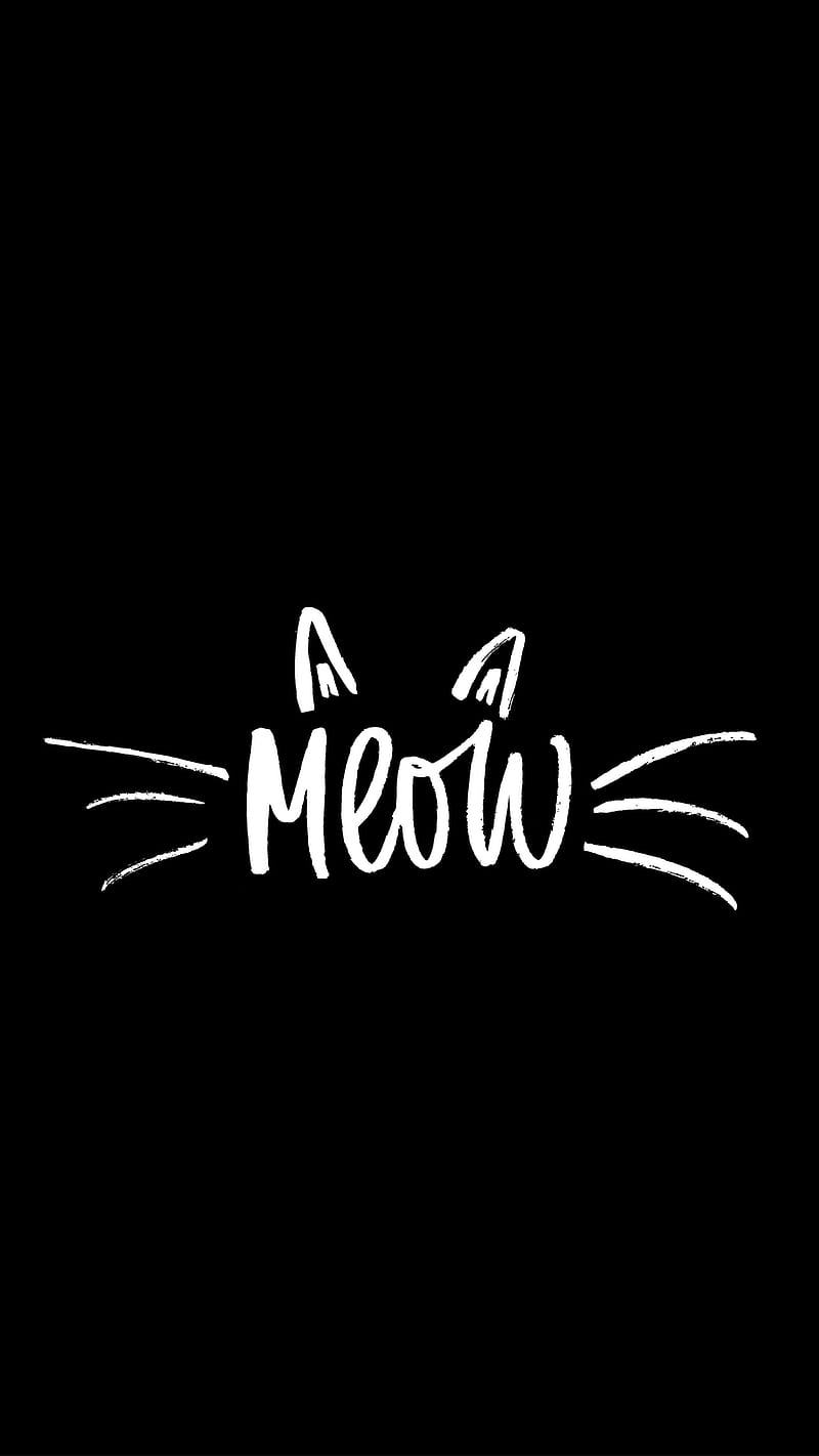 Meow 1, cat, drawings, HD phone wallpaper