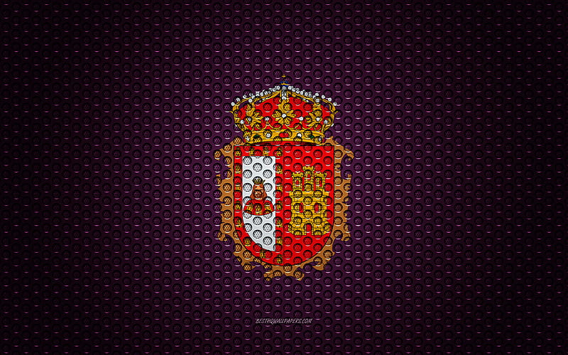 Flag of Burgos creative art, metal mesh texture, Burgos flag, national symbol, provinces of Spain, Burgos, Spain, Europe, HD wallpaper