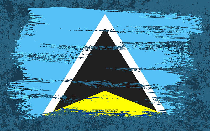 Flag of Saint Lucia, grunge flags, North American countries, national symbols, brush stroke, Saint Lucian flag, grunge art, Saint Lucia flag, North America, Saint Lucia, HD wallpaper