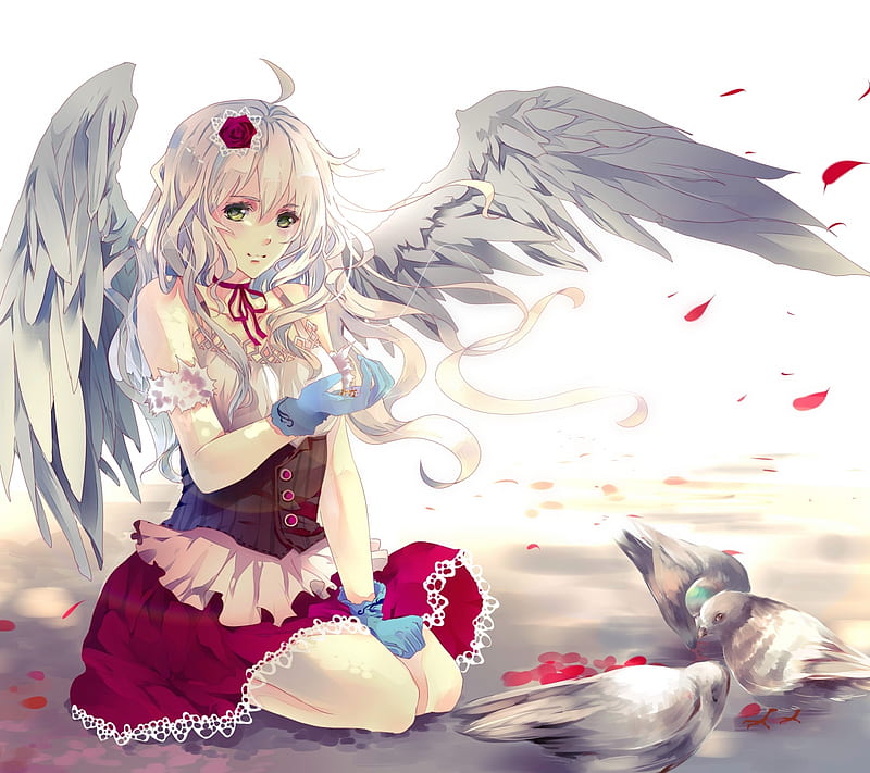 Anime-angel, angel, anime, HD wallpaper