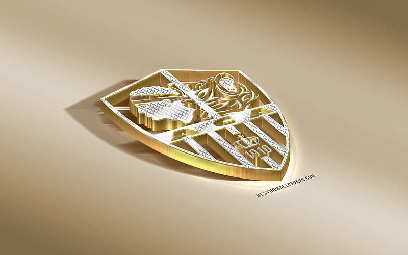 AC Ajaccio, French football club, golden silver logo, Ajaccio, France, Ligue 2, 3d golden emblem, creative 3d art, football, HD wallpaper