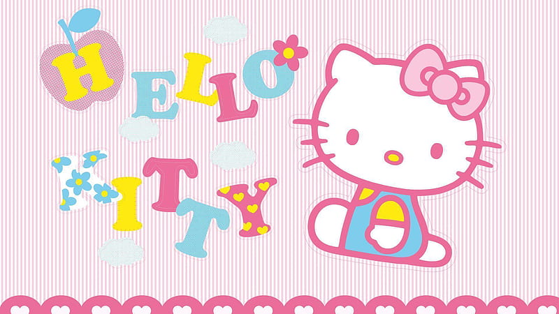 Hello Kitty In Pink Striped Background Hello Kitty, HD wallpaper