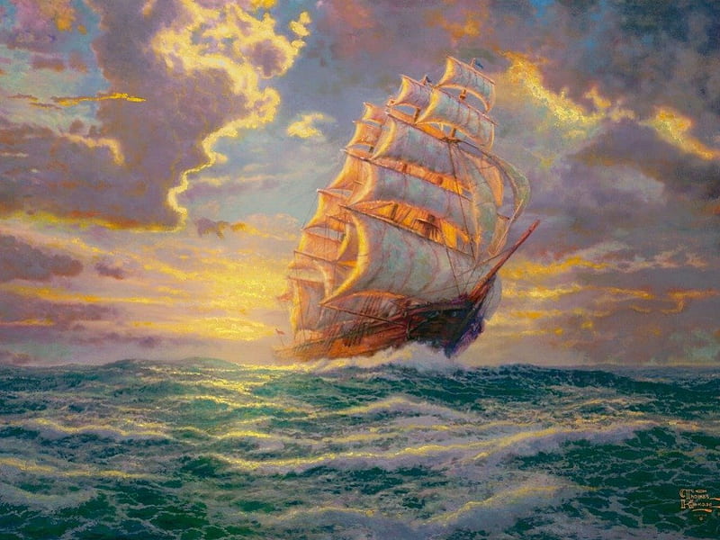ship at sea, a, big, ship, large, HD wallpaper