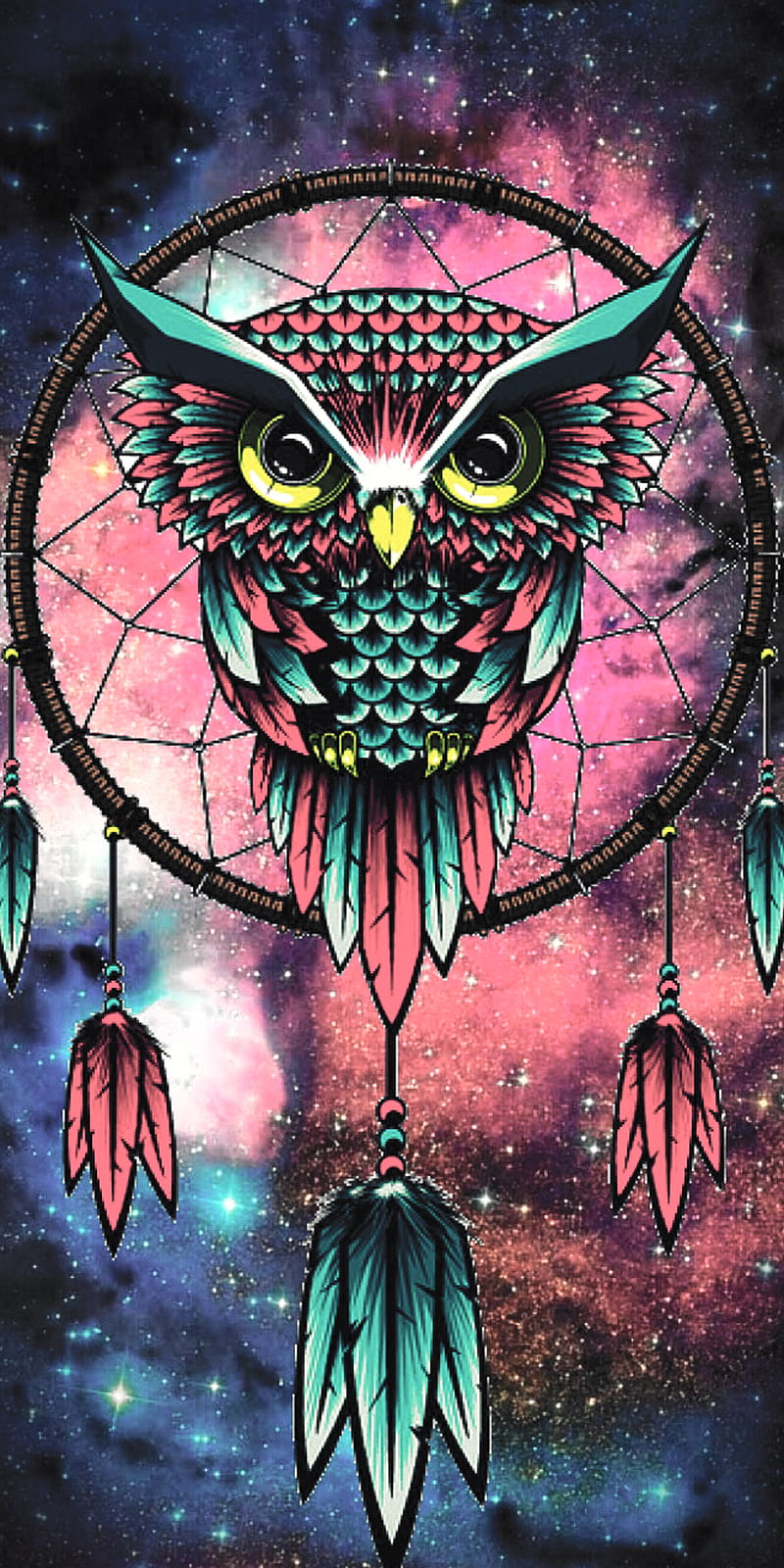 Owl, art, catcher, dream, feathers, HD phone wallpaper