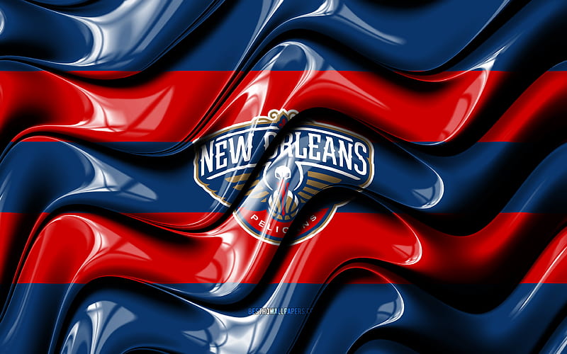 New Orleans Pelicans flag, , blue and red 3D waves, NBA, american basketball team, New Orleans Pelicans logo, basketball, New Orleans Pelicans, HD wallpaper