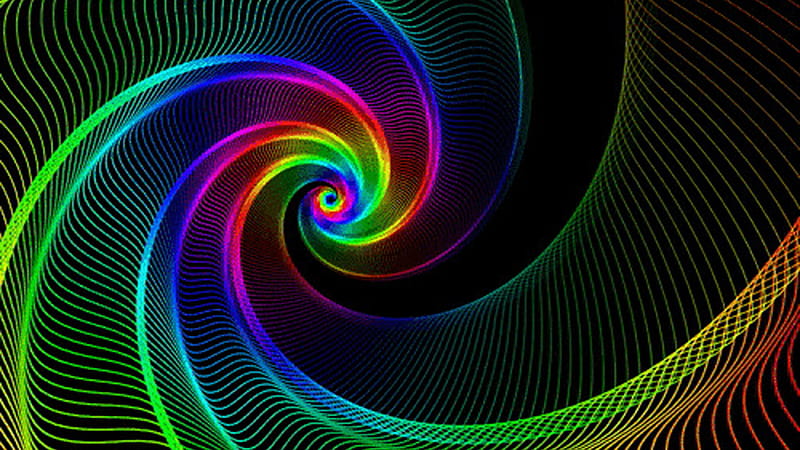 Rainbow Spiral Lines Pattern Trippy, HD wallpaper