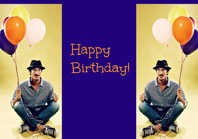 Eric balfour dice ¡feliz cumpleaños para ti !, hombre, birtay, sombrero,  globos, Fondo de pantalla HD | Peakpx