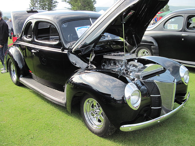 1940 Black Ford mint condition, Grills, Ford, headlights, Chrome, chrome engine, black, graphy, Tires, HD wallpaper