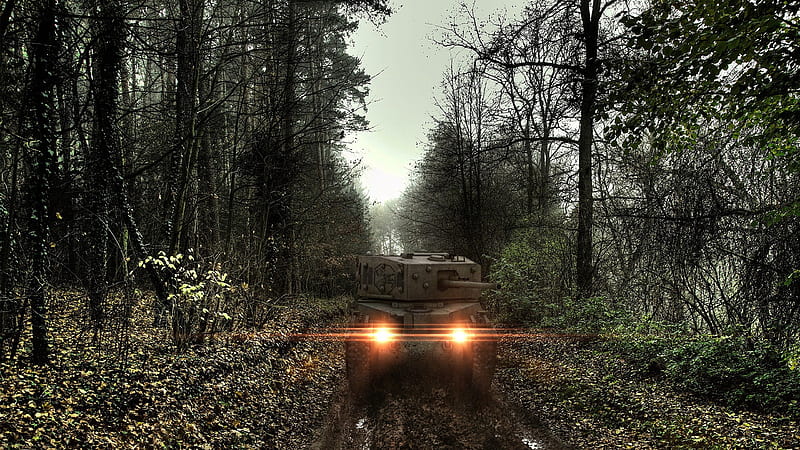 World Of Tanks Tank With Headlights On Between Trees World Of Tanks Games, HD wallpaper