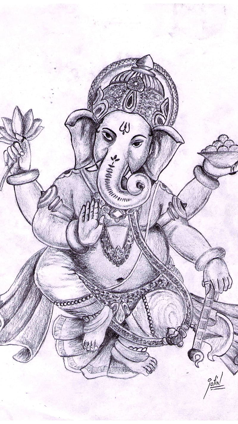 Vinayagar, sketch, ganesh, lord, god, HD phone wallpaper | Peakpx