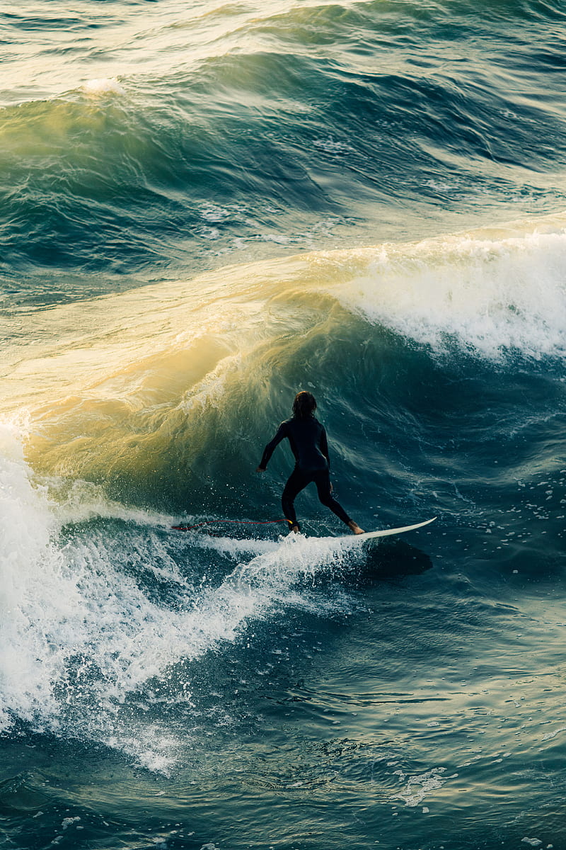 surfing, waves, man, sea, HD phone wallpaper