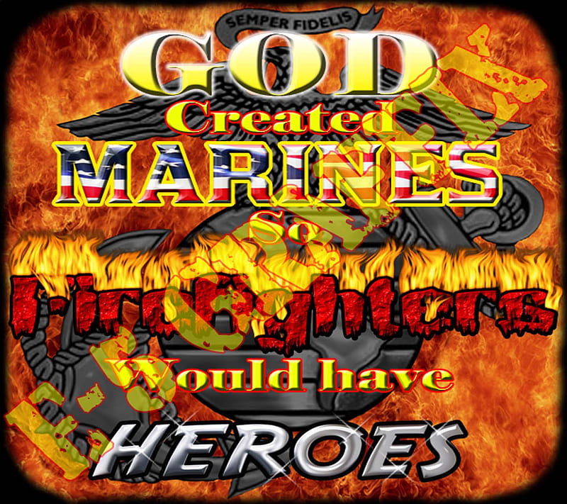 Marines Firemen, firefighter, fireman, god, heroes, marines, usmc, HD wallpaper