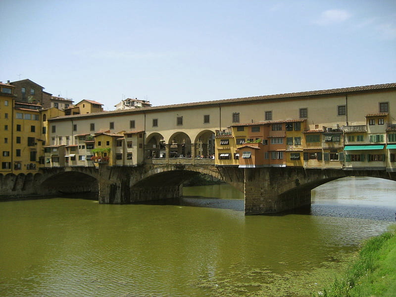 Ponte Vecchio Florence, architecture, river, houses, bridges, HD wallpaper