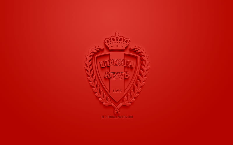 Belgium national football team, creative 3D logo, red background, 3d logo, Belgium, Europe, UEFA, 3d art, football, HD wallpaper