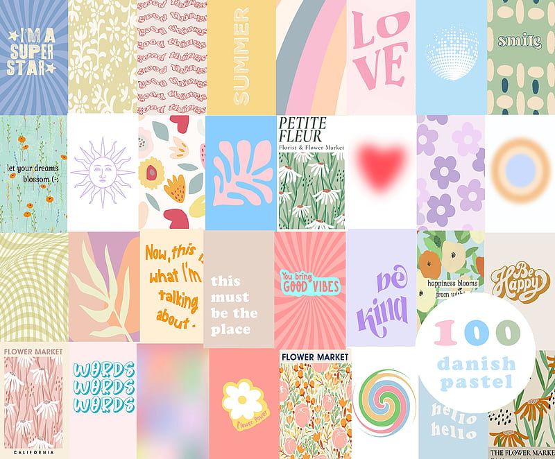 Danish Pastel Collage Kit Aesthetic 100 Digital, HD wallpaper