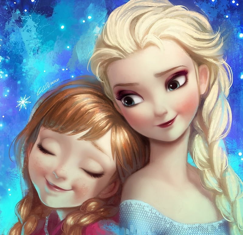 Anna and Elsa, anna, movie, redhead, fantasy, snow queen, couple, disney,  blue, HD wallpaper | Peakpx