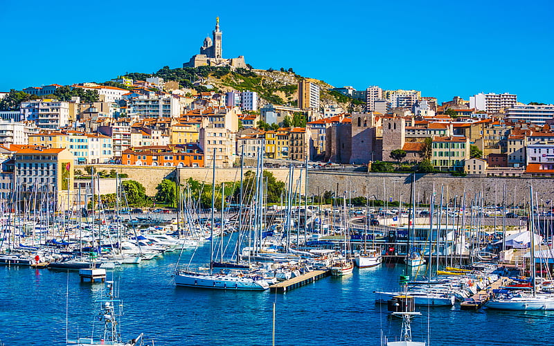 Marseille, harbor, summer, pier, France, Europe, HD wallpaper