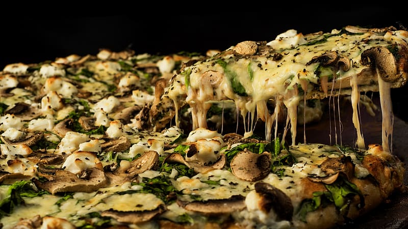 Food, Pizza, Cheese, Mushroom, HD wallpaper