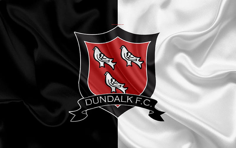 Dundalk FC Irish Football Club, new logo, emblem, League of Ireland, Premier Division, football, Dundalk, Ireland, silk flag, Irish Football Championship, HD wallpaper