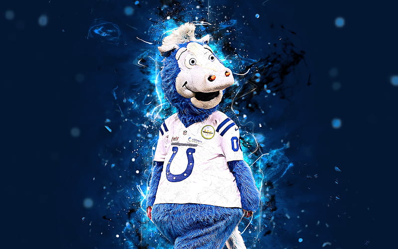 Blue mascot, Indianapolis Colts, abstract art, NFL, creative, USA, Indianapolis Colts mascot, National Football League, NFL mascots, official mascot, Blue Indianapolis Colts Mascot, HD wallpaper